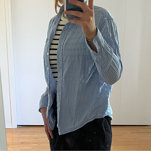 American Eagle Blue Striped Old Money Dress Shirt - Picture 2 of 3